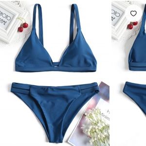 Blue simple triangle bikini